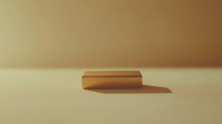 This image features a simple geometric object against a minimalistic background, emphasizing light and shadow in a serene composition. The warm tones create a tranquil atmosphere, perfect for projects focused on modern design and minimalism.の素材