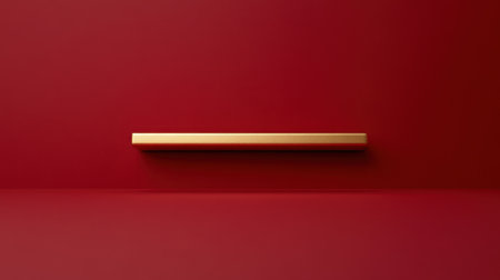 A minimalist display shelf rests against a rich red background, perfect for showcasing products or enhancing modern interior designs with elegance.の素材