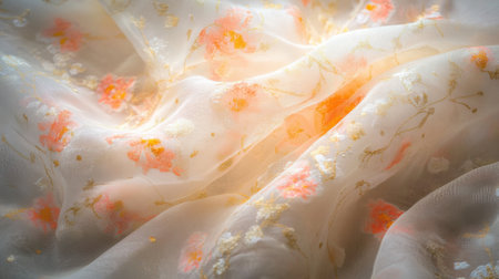 This image showcases a delicate floral fabric with soft colors and elegant textures, perfect for inspiring fashion, design, and crafting projects.の素材