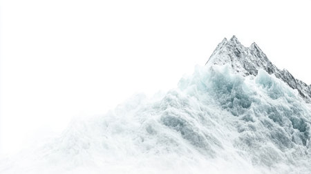 A stunning image of a snow-capped mountain peak surrounded by billowing clouds, creating a serene atmosphere. Ideal for nature and adventure themes.の素材