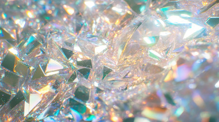 This mesmerizing close-up image showcases a shimmering iridescent texture, featuring reflections of light and colorful patterns that create a captivating abstract background.の素材