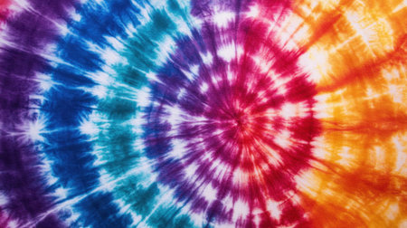 This vibrant tie-dye pattern features a mesmerizing swirl of colors. Perfect for creative projects, fashion design, and artistic inspiration, it brings a joyful and playful touch to any work.の素材