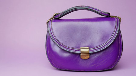 This elegant purple handbag features a sleek design complemented by chic accents. Perfect for fashion enthusiasts, it showcases vibrant color and quality craftsmanship.の素材