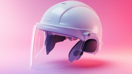 This contemporary safety helmet features a clear visor and smooth surface design, ideal for workplace or industrial settings. Perfect for protection.の素材