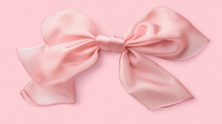 This image features an elegant pink satin bow positioned on a soft pink background, perfect for fashion, decor, and gift presentations. Its smooth texture and stylish appeal make it ideal for various creative projects.の素材
