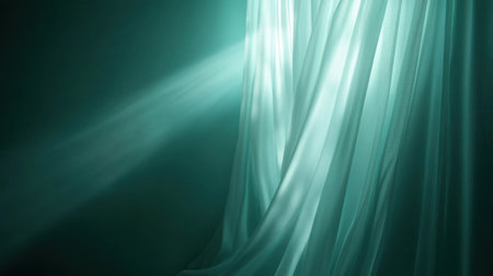 A captivating image of flowing fabric illuminated by soft light rays, creating a serene and ethereal atmosphere, ideal for calming visuals and artistic projects.の素材