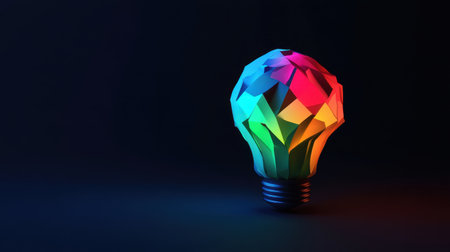 A stunning geometric light bulb featuring vibrant colors and modern design aesthetics. Perfect for artistic projects and creative displays, this image inspires innovation.の素材