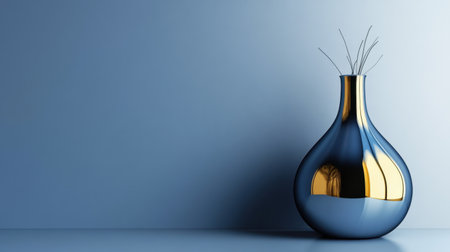 This captivating image features a modern vase showcasing an elegant design against a soft blue background, evoking a sense of minimalist beauty and contemporary art.の素材