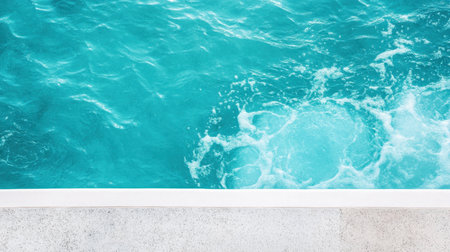 This image captures a stunning view of calm turquoise water with gentle waves, providing a serene atmosphere ideal for relaxation and escape.の素材