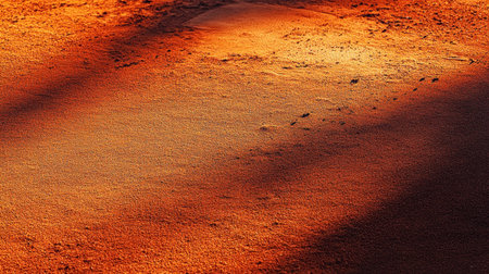 This image captures the intricate texture of an earth surface bathed in warm orange and brown tones, creating a serene and tranquil atmosphere.の素材