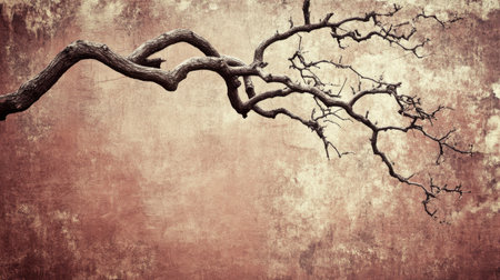 Captivating dry branches extend gracefully against a softly textured background, creating an elegant and minimalist aesthetic that enhances any artistic composition.の素材