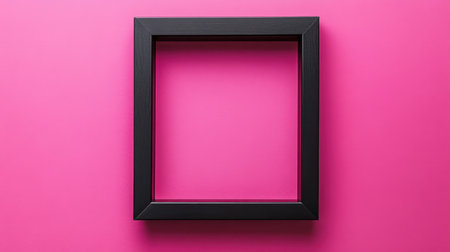 An elegant black frame set against a vivid pink background, perfect for showcasing art, photos, or creative designs. Ideal for minimalist aesthetics.の素材