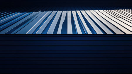 A captivating view of a modern roof featuring abstract lines and shadows, showcasing the interplay of light and texture in architectural design.の素材