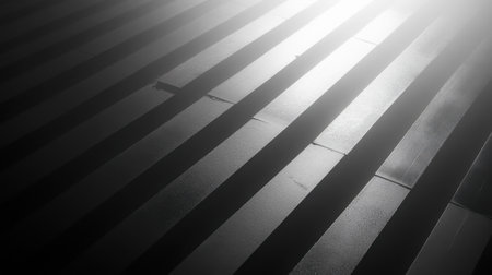 This captivating abstract image features striking black and white stripes, emphasizing dynamic shadows and light interplay in a minimalist style.の素材