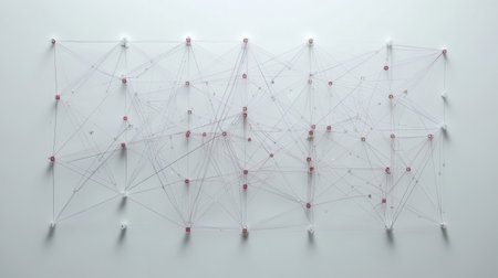 This abstract image portrays a complex network of connections and relationships, illustrating the dynamics of data interactions in a digital landscape.の素材