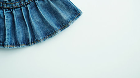 This denim skirt features a pleated design and showcases a stylish blue fabric against a light background, perfect for summer outfits and casual wear.の素材