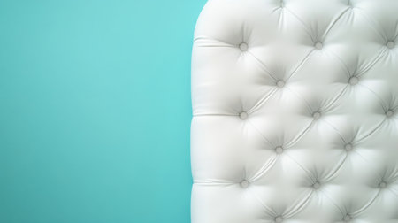This image showcases an elegant white tufted fabric headboard against a calming turquoise wall. Perfect for modern bedroom designs, it emphasizes comfort and style.の素材