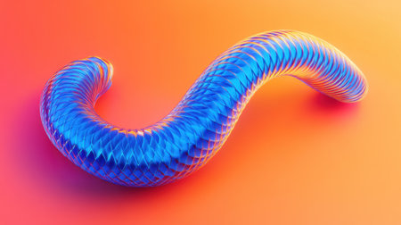 This vibrant abstract image features a wavy shape in vivid blue and purple tones, set against a striking gradient background, perfect for modern design purposes.の素材