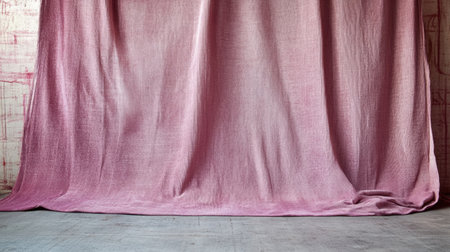 This image features a soft pink fabric drapery with a textured surface, perfect for use as a photography backdrop or decorative design element.の素材