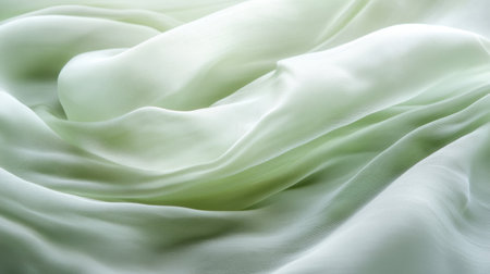 A serene and elegant image of soft, flowing fabric in light green tones. Perfect for design projects, backgrounds, and artistic expressions.の素材