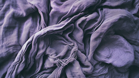 Captivating close-up of soft purple fabric, displaying elegant textures and flowing layers. Perfect for creative projects, stylish backgrounds, and textile designs.の素材