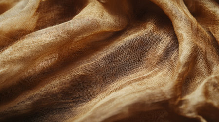 This close-up image captures the intricate texture of soft brown fabric, showcasing its natural wrinkles and elegant finish for design inspiration.の素材
