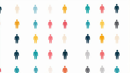 This abstract design features a grid of colorful human icons, symbolizing diversity, individuality, and community. Ideal for modern projects.の素材