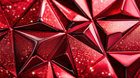 A stunning glossy red surface featuring intricate three-dimensional patterns and sparkling glitter, perfect for abstract designs and visual art projects.の素材
