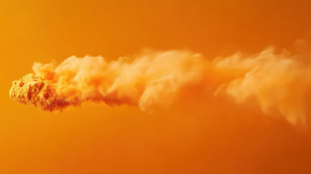 A captivating abstract image of an orange smoke cloud against a bright backdrop, perfect for creative projects that require a dynamic and warm visual element.の素材