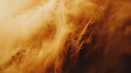 A captivating abstract image showcasing the swirling motion of clouds in warm orange and brown tones, creating a dynamic and dramatic atmosphere.の素材