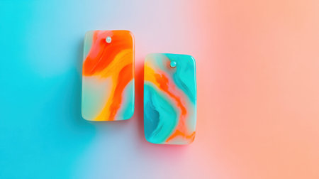 This stunning abstract art piece features swirling patterns in vibrant shades of orange and blue, creating a visually captivating effect. Perfect for modern dの素材