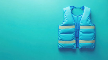 This vibrant blue life jacket features reflective strips, designed for safety during water activities. Ideal for boating, swim lessons, or any aquatic adventure.の素材