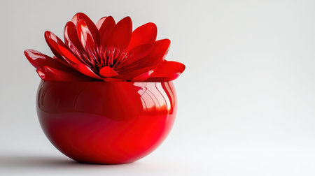 A striking red flower beautifully arranged in a sleek, modern vase, creating a contemporary focal point in any indoor space, embodying elegance and style.の素材