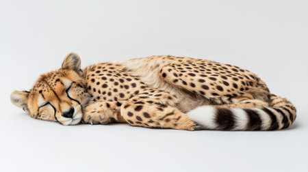 A beautiful image capturing a cheetah peacefully sleeping. The soft fur patterns and relaxed expression showcase the beauty of wildlife and nature.の素材