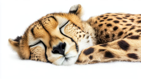 A stunning close-up of a resting cheetah showcasing its beautiful coat and calm demeanor, perfect for wildlife enthusiasts and nature lovers alike.の素材