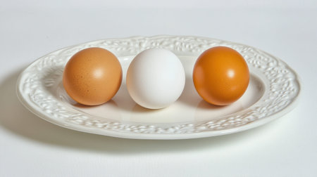 This image features three distinct eggsの素材