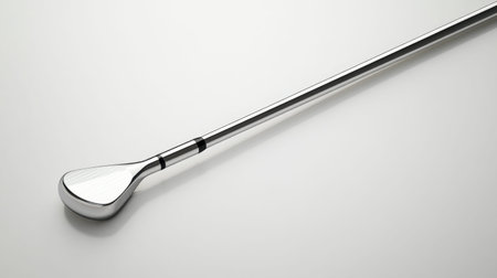 A sleek chrome golf club head isolated against a clean background, showcasing its design and shine. Ideal for sports and fitness themes.の素材