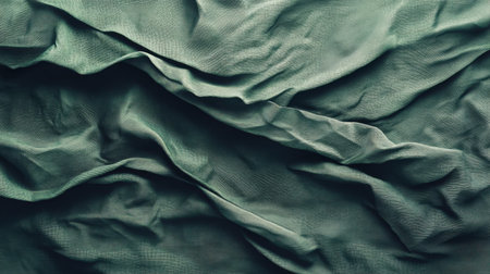 This image showcases a soft green fabric with elegant creases and shadows, creating a textured background ideal for various design projects and applications.の素材