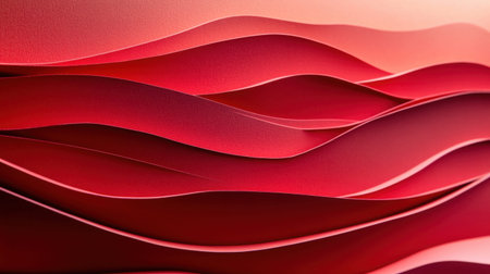 This abstract image features smooth red waves that create a dynamic and harmonious composition. Ideal for artistic backgrounds and design projects.の素材