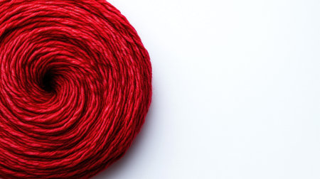 A vibrant red yarn ball showcasing a rich texture and smooth finish, ideal for various crafting projects like knitting and crochet, set against a clean background.の素材