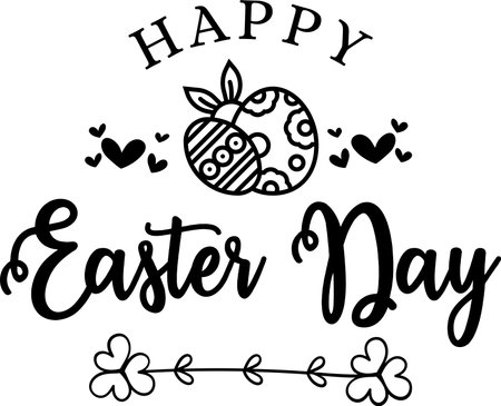 Happy Easter Day. Hand-drawn lettering. Vector illustration.のイラスト素材