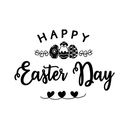 Happy Easter. Hand drawn lettering phrase. Modern brush calligraphy. Isolated on white background.のイラスト素材