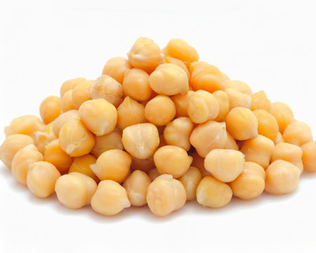 chickpeas on a white background close-up. macroの素材