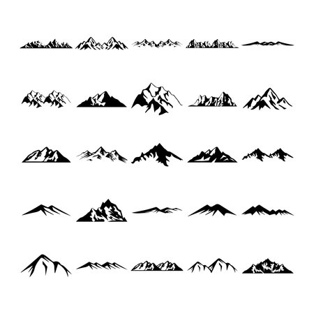 Mountain icon set. Vector illustration of a set of mountain peaks.のイラスト素材