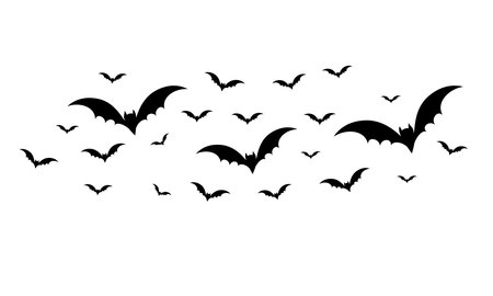 Halloween bats silhouettes isolated on white background. Vector illustration.のイラスト素材