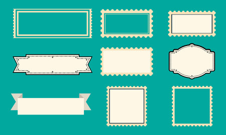 Set of retro vintage frames and ribbons. Vector Illustration.のイラスト素材