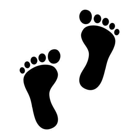 Vector Footprints Icon. Black Flat Design. Vector Illustration.のイラスト素材
