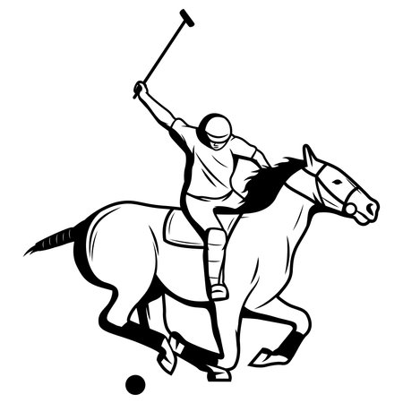 Polo player. Black and white illustration ready for vinyl cutting.のイラスト素材