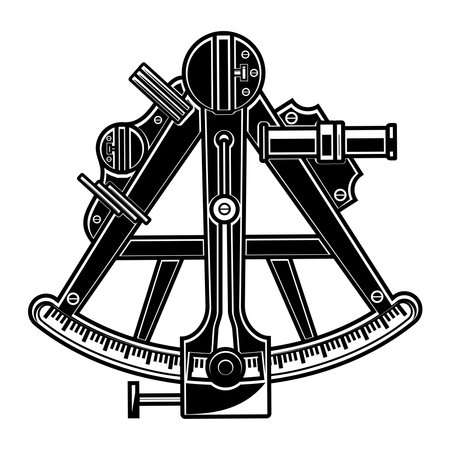 Black and white vector illustration of a sextant on a white backgroundのイラスト素材