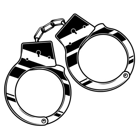 Handcuffs icon. Black and white illustration of handcuffs vector icon for webのイラスト素材